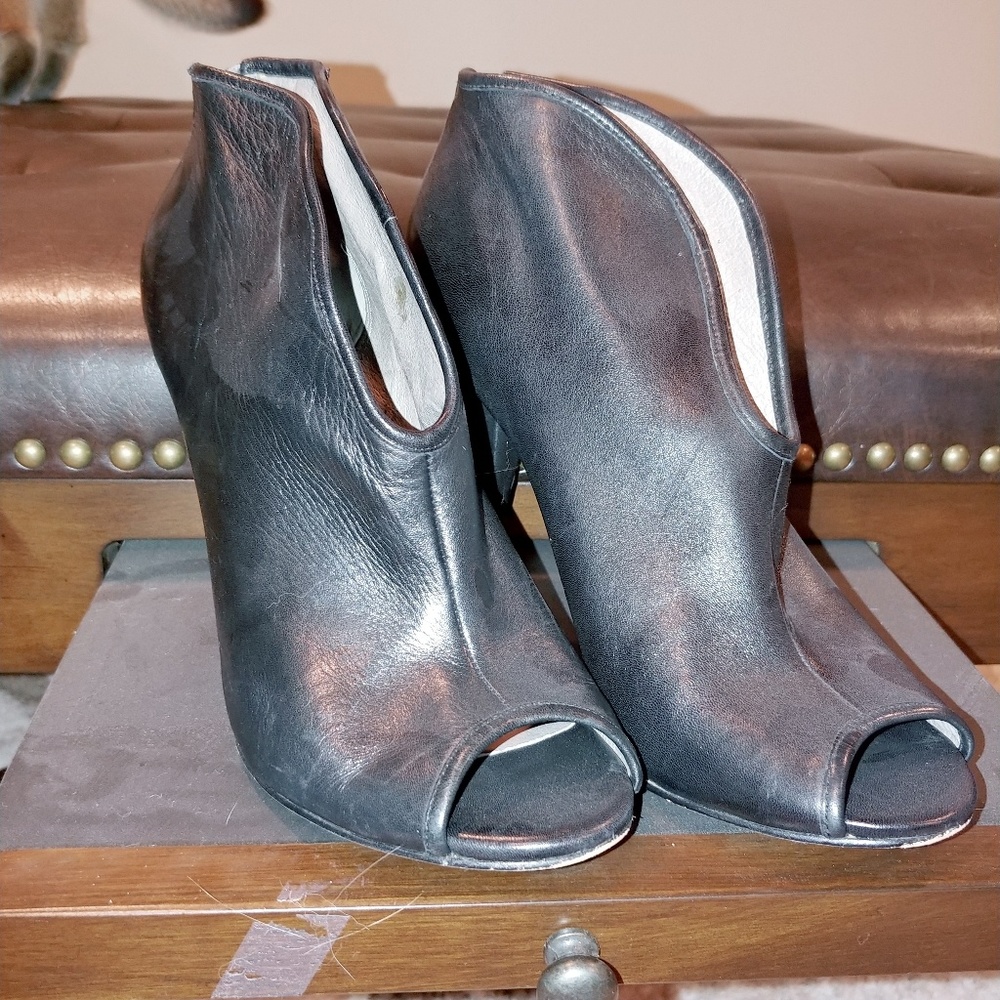 Black open toe ankle booty